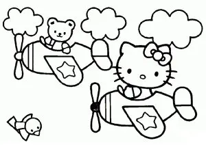 Hello Kitty Et Son Ami Ourson Dans Un Avion