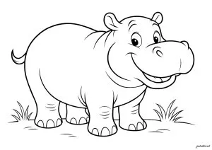 Un hippo souriant dans la savane