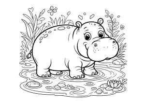 Jeune Hippopotame dans une mare