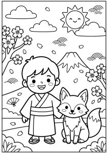 Promenade japonaise avec un renard kitsune