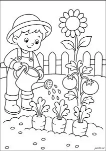 Petit jardinier et ses récoltes