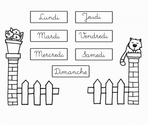 Dessin des Jours de la semaine gratuit à imprimer et colorier