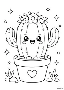 Cactus souriant avec fleurs joyeuses