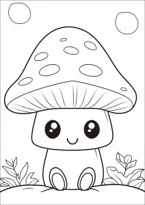 Petit Champignon Dessiné En Style Kawaii