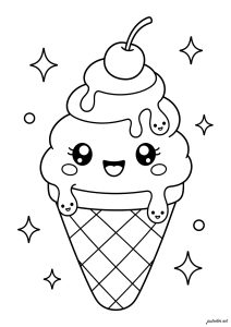 Cône de glace mignon et joyeux