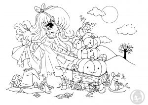 Coloriage princesse citrouille halloween yampuff