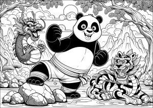 Coloriage enfants panda dragon 58932