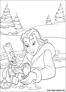 Coloriage de La belle et la bete pour enfants