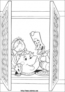 Coloriage de La belle et la bete gratuit à colorier