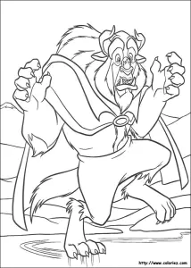 Coloriage de la belle et la bete à imprimer