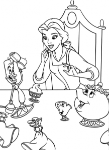 Coloriage de La belle et la bete gratuit à colorier