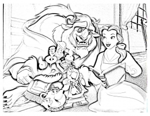 Dessin De La Belle Et La Bete Gratuit à Imprimer Et Colorier