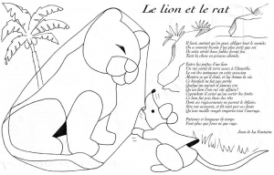 Coloriage lion rat lafontaine