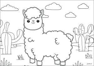 Lama à colorier