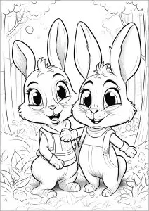 Deux Petits Lapins Dans La Forêt   2