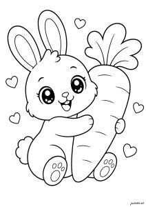 Lapin mignon étreignant une carotte