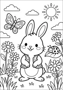 Lapin joyeux dans la prairie