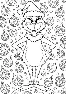 Image à colorier simple pour enfants sur le thème le grinch