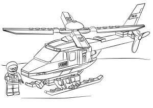 Coloriage enfants lego helicoptere police