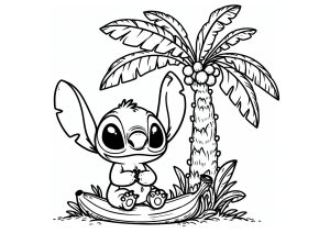 Stitch Au Pied D'un Palmier