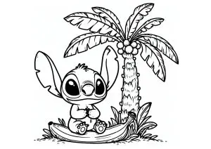 Stitch Au Pied D'un Palmier