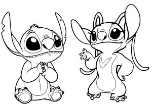 Stich avec Angel, les deux extraterrestres de Disney
