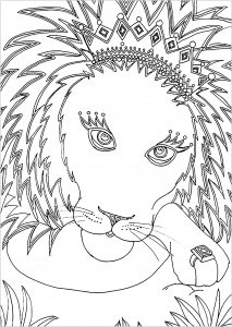 Coloriage enfant lion sa majeste