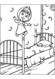 Masha s'amuse dans son lit