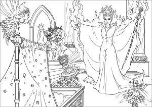 Coloriage inspiré d'une scène du film Maleficent