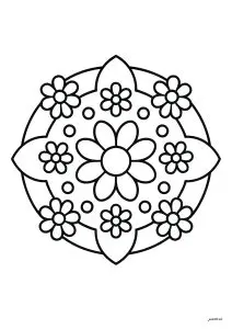 Image à imprimer et colorier simple pour enfants sur le thème mandalas