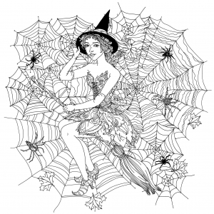 Jolie Sorcière Et Toile D'araignée