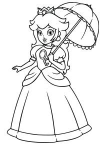 Princesse Peach avec une ombrelle