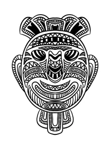 Superbe Masque Africain à Colorier