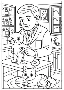 Vétérinaire soignant un chat