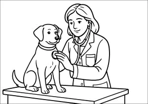 Vétérinaire avec un chien dans son cabinet