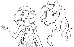 Coloriage mia et moi gratuit a imprimer avec licorne