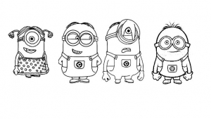 Coloriage minions a quatre