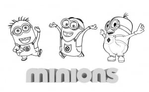 Coloriage minions a trois avec logo