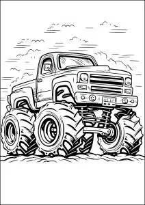 Énorme monster truck à colorier