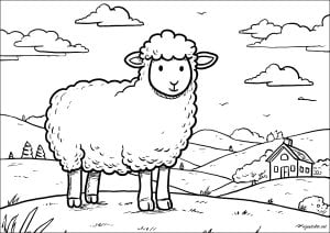 Mouton rêveur dans prairie paisible