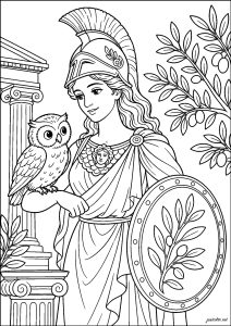 Athéna et chouette majestueuse
