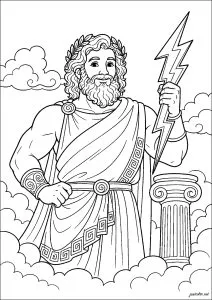 Zeus brandissant la foudre sur l’Olympe
