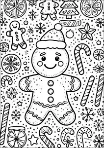 Bonhomme De Pain D'epice Avec Un Chapeau De Père Noël