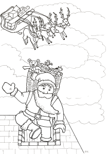 Père Noël Arrivant Dans La Cheminée