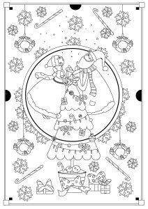 Coloriage enfant fete noel pere noel mere noel