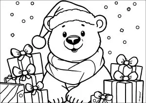 Ours et cadeux de Noël