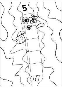 Cinq avec un fond à colorier