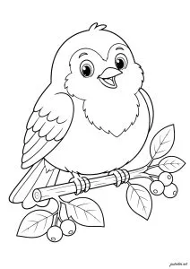 Petit oiseau joyeux sur branche