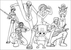 Coloriage Avec Sept Personnages Du Manga One Piece