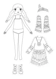 Paper dolls indienne avec des vêtements traditionnels